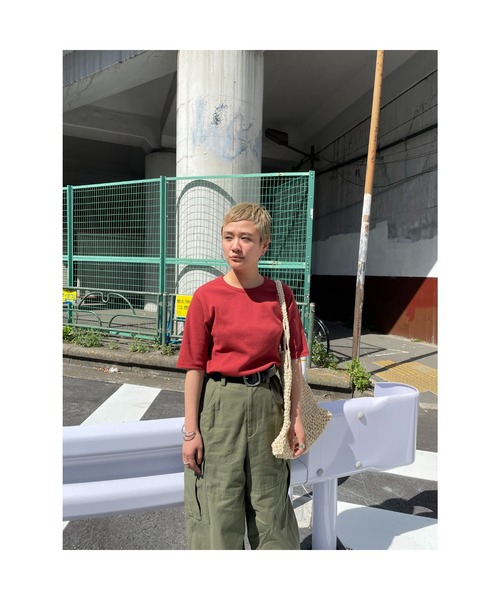 BLACK BY MOUSSY（ブラックバイマウジー）の「half sleeve t-shirt(ハーフスリーブティシャツ)（Tシャツ/カットソー・レディース・ベージュ/ネイビー/オフホワイト/レッド系・FREE）」の13枚目の写真