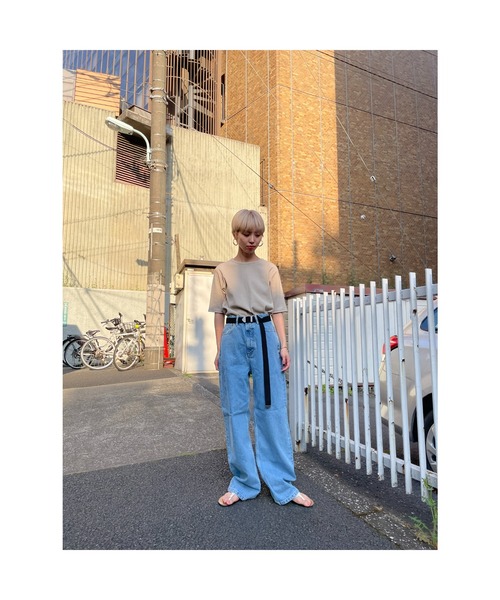 BLACK BY MOUSSY（ブラックバイマウジー）の「half sleeve t-shirt(ハーフスリーブティシャツ)（Tシャツ/カットソー・レディース・ベージュ/ネイビー/オフホワイト/レッド系・FREE）」の6枚目の写真