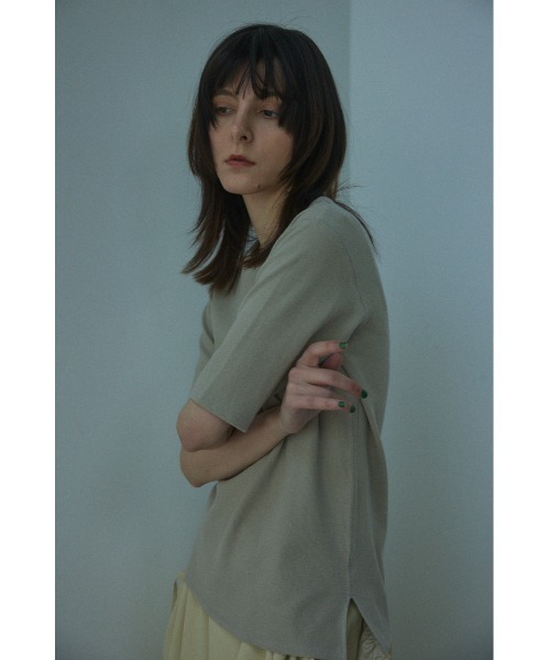 BLACK BY MOUSSY（ブラックバイマウジー）の「half sleeve t-shirt(ハーフスリーブティシャツ)（Tシャツ/カットソー・レディース・ベージュ/ネイビー/オフホワイト/レッド系・FREE）」の16枚目の写真