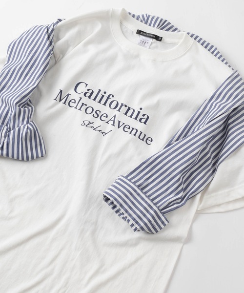 make a ray!(メイク ア レイ!)の「【別注】シンプル カレッジロゴ California/Charmant プリントTシャツ/半袖T/ビッグシルエット(Tシャツ/カットソー・レディース・オフホワイト/ダークネイビー/スミクロ/ネイビー/チャコールグレー/ホワイト・M/L)」の19枚目の写真