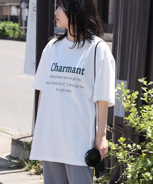 make a ray!(メイク ア レイ!)の「【別注】シンプル カレッジロゴ California/Charmant プリントTシャツ/半袖T/ビッグシルエット(Tシャツ/カットソー・レディース・オフホワイト/ダークネイビー/スミクロ/ネイビー/チャコールグレー/ホワイト・M/L)」の21枚目の写真