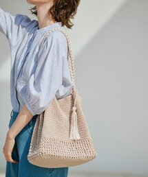 grove | 【A4収納可】タッセルレーヨン編みトート(トートバッグ)