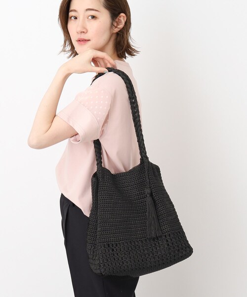 grove（グローブ）の「◆【A4収納可】タッセルレーヨン編みトート（トートバッグ・レディース・アイボリー/オレンジ/グレー/ブラック・00）」の3枚目の写真