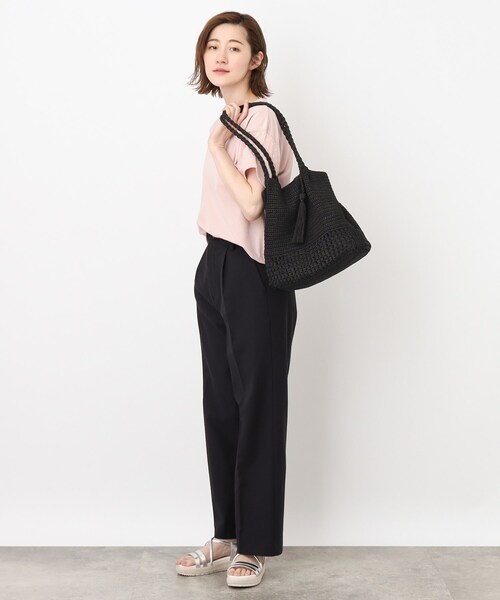 grove（グローブ）の「◆【A4収納可】タッセルレーヨン編みトート（トートバッグ・レディース・アイボリー/オレンジ/グレー/ブラック・00）」の5枚目の写真