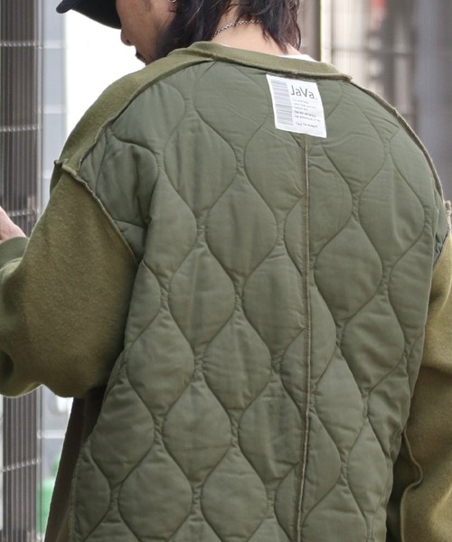 Java（ジャバ）の「《Java ジャバコラボ》ユニセックス2wayリバーシブル裏起毛×キルティング切替プルオーバー（スウェット・メンズ・カーキ/ブラック/ネイビー・XX-LARGE/SMALL/X-LARGE/LARGE/MEDIUM）」の3枚目の写真