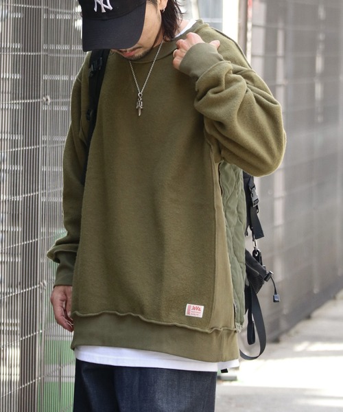 Java（ジャバ）の「《Java ジャバコラボ》ユニセックス2wayリバーシブル裏起毛×キルティング切替プルオーバー（スウェット・メンズ・カーキ/ブラック/ネイビー・XX-LARGE/SMALL/X-LARGE/LARGE/MEDIUM）」の12枚目の写真