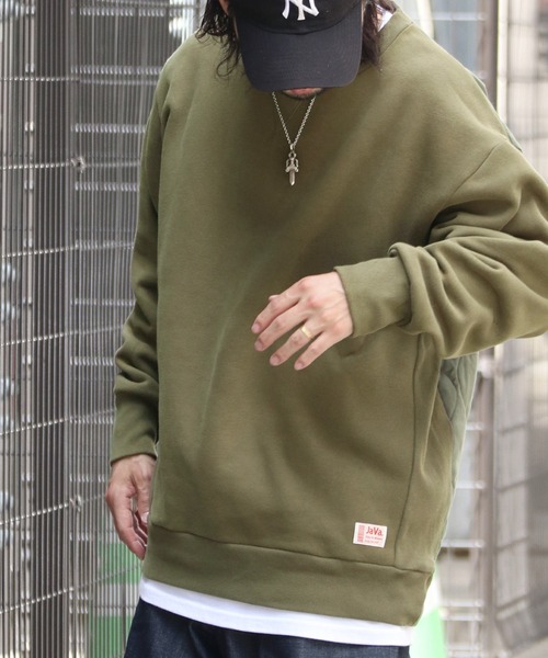 Java（ジャバ）の「《Java ジャバコラボ》ユニセックス2wayリバーシブル裏起毛×キルティング切替プルオーバー（スウェット・メンズ・カーキ/ブラック/ネイビー・XX-LARGE/SMALL/X-LARGE/LARGE/MEDIUM）」の9枚目の写真