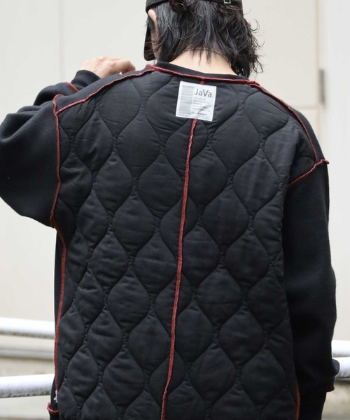 Java（ジャバ）の「《Java ジャバコラボ》ユニセックス2wayリバーシブル裏起毛×キルティング切替プルオーバー（スウェット・メンズ・カーキ/ブラック/ネイビー・XX-LARGE/SMALL/X-LARGE/LARGE/MEDIUM）」の5枚目の写真