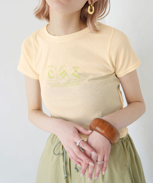 SLOBE citron.(スローブシトロン)の「SLOBE citron. Petit TEE(Tシャツ/カットソー・レディース・アイボリー/ピンク・FREE)」の1枚目の写真