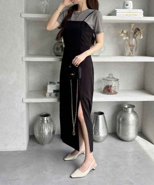 セール】美シルエットでキマる。 ロング スリット キャミ