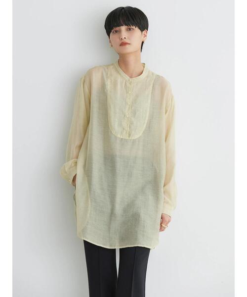 AMERICAN HOLIC(アメリカンホリック)の「シアーバンドカラーチュニック(シャツ/ブラウス・レディース・ライトベージュ・L/M)」の8枚目の写真