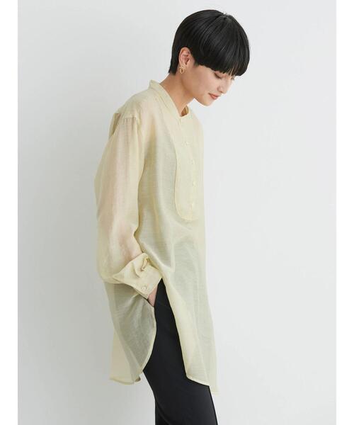 AMERICAN HOLIC(アメリカンホリック)の「シアーバンドカラーチュニック(シャツ/ブラウス・レディース・ライトベージュ・L/M)」の9枚目の写真