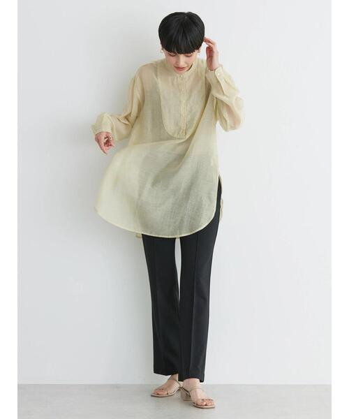 AMERICAN HOLIC(アメリカンホリック)の「シアーバンドカラーチュニック(シャツ/ブラウス・レディース・ライトベージュ・L/M)」の11枚目の写真