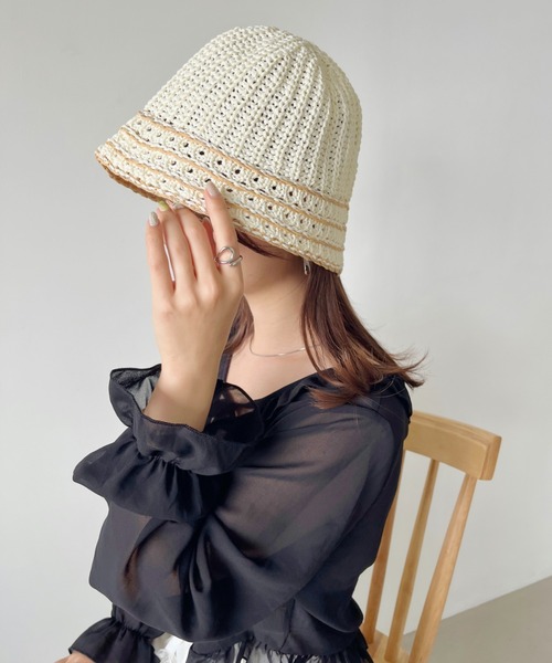 CLEA（クレア）の「ラインデザイン ペーパークロシェハット（ハット・レディース・ベージュ/アイボリー/ブラック/ナチュラル・FREE）」の17枚目の写真