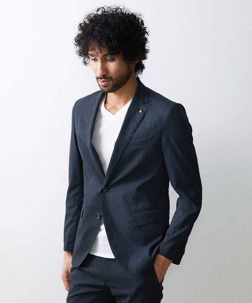 MICHEL KLEIN HOMME (ミッシェルクランオム)の「メッシュサッカージャケット(テーラードジャケット・メンズ・ネイビー・LARGE/MEDIUM/X-LARGE)」の1枚目の写真