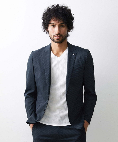 MICHEL KLEIN HOMME (ミッシェルクランオム)の「メッシュサッカージャケット(テーラードジャケット・メンズ・ネイビー・LARGE/MEDIUM/X-LARGE)」の3枚目の写真