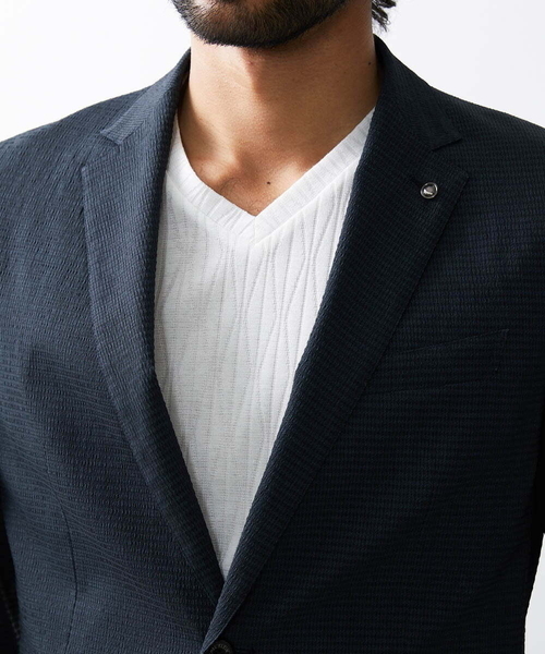 MICHEL KLEIN HOMME (ミッシェルクランオム)の「メッシュサッカージャケット(テーラードジャケット・メンズ・ネイビー・LARGE/MEDIUM/X-LARGE)」の6枚目の写真