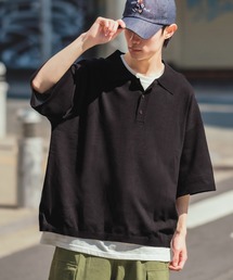 NULL | 【NULL】ニット素材 半袖 ポロシャツ(ポロシャツ)