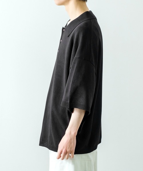 NULL（ヌル）の「【NULL】ニット素材 半袖 ポロシャツ（ポロシャツ・メンズ・ホワイト/ブラック/ブルーグレー/グリーン/モカ・MEDIUM/LARGE）」の14枚目の写真