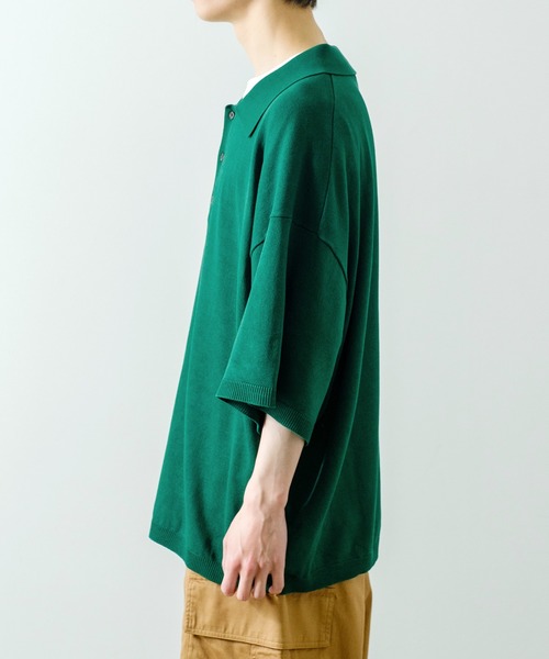 NULL（ヌル）の「【NULL】ニット素材 半袖 ポロシャツ（ポロシャツ・メンズ・ホワイト/ブラック/ブルーグレー/グリーン/モカ・MEDIUM/LARGE）」の16枚目の写真