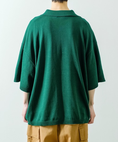 NULL（ヌル）の「【NULL】ニット素材 半袖 ポロシャツ（ポロシャツ・メンズ・ホワイト/ブラック/ブルーグレー/グリーン/モカ・MEDIUM/LARGE）」の12枚目の写真