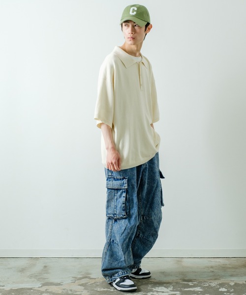 NULL（ヌル）の「【NULL】ニット素材 半袖 ポロシャツ（ポロシャツ・メンズ・ホワイト/ブラック/ブルーグレー/グリーン/モカ・MEDIUM/LARGE）」の9枚目の写真