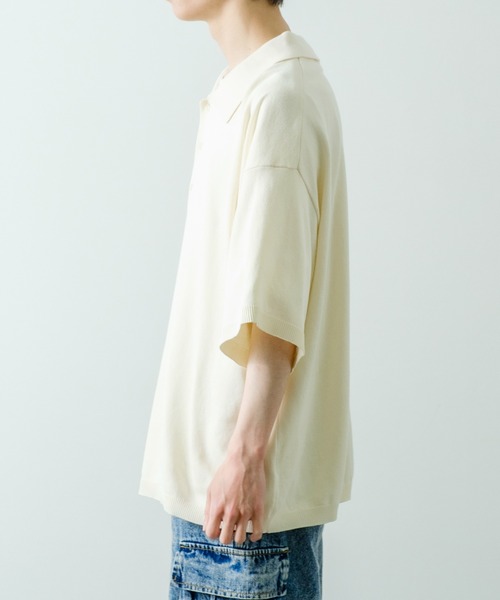 NULL（ヌル）の「【NULL】ニット素材 半袖 ポロシャツ（ポロシャツ・メンズ・ホワイト/ブラック/ブルーグレー/グリーン/モカ・MEDIUM/LARGE）」の19枚目の写真