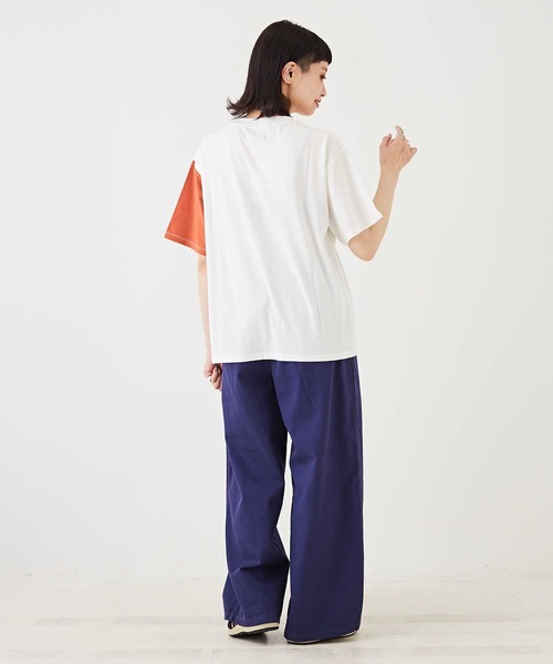 CUBE SUGAR（キューブシュガー）の「OE天竺カットソー袖配色ロゴプリントTシャツ（Tシャツ/カットソー・レディース・オレンジ/パープル/ネイビー/ホワイト・M）」の10枚目の写真