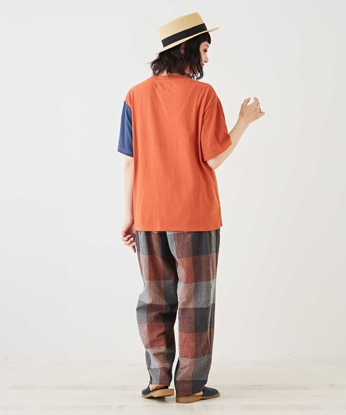 CUBE SUGAR（キューブシュガー）の「OE天竺カットソー袖配色ロゴプリントTシャツ（Tシャツ/カットソー・レディース・オレンジ/パープル/ネイビー/ホワイト・M）」の13枚目の写真