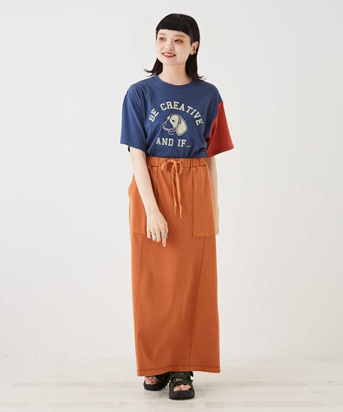 CUBE SUGAR（キューブシュガー）の「OE天竺カットソー袖配色ロゴプリントTシャツ（Tシャツ/カットソー・レディース・オレンジ/パープル/ネイビー/ホワイト・M）」の14枚目の写真