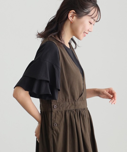 ElegChic(エレグシック)の「ダブルフリルスリーブプルオーバー(Tシャツ/カットソー・レディース・ブラウン系その他/ブラック/ピンク系その他/ベージュ/カーキ・M/XL/4L)」の7枚目の写真