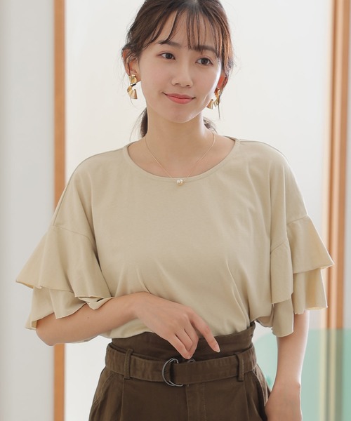 ElegChic(エレグシック)の「ダブルフリルスリーブプルオーバー(Tシャツ/カットソー・レディース・ブラウン系その他/ブラック/ピンク系その他/ベージュ/カーキ・M/XL/4L)」の10枚目の写真