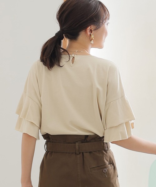 ElegChic(エレグシック)の「ダブルフリルスリーブプルオーバー(Tシャツ/カットソー・レディース・ブラウン系その他/ブラック/ピンク系その他/ベージュ/カーキ・M/XL/4L)」の12枚目の写真