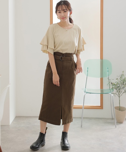 ElegChic(エレグシック)の「ダブルフリルスリーブプルオーバー(Tシャツ/カットソー・レディース・ブラウン系その他/ブラック/ピンク系その他/ベージュ/カーキ・M/XL/4L)」の13枚目の写真