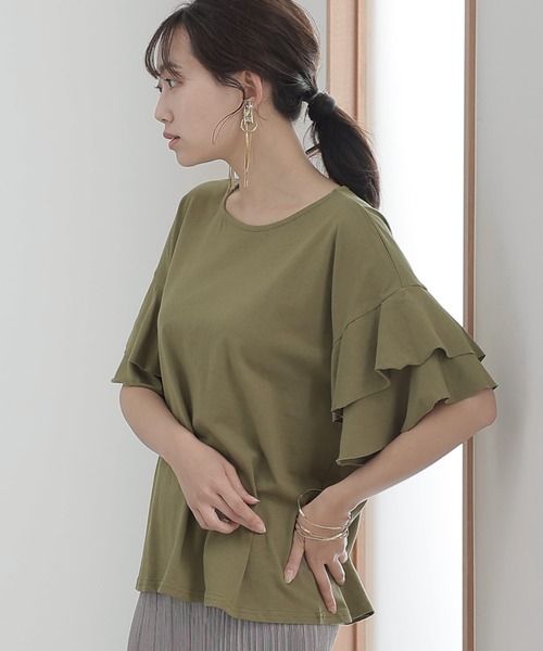 ElegChic(エレグシック)の「ダブルフリルスリーブプルオーバー(Tシャツ/カットソー・レディース・ブラウン系その他/ブラック/ピンク系その他/ベージュ/カーキ・M/XL/4L)」の15枚目の写真