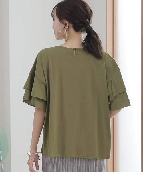 ElegChic(エレグシック)の「ダブルフリルスリーブプルオーバー(Tシャツ/カットソー・レディース・ブラウン系その他/ブラック/ピンク系その他/ベージュ/カーキ・M/XL/4L)」の16枚目の写真
