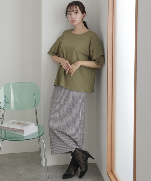 ElegChic(エレグシック)の「ダブルフリルスリーブプルオーバー(Tシャツ/カットソー・レディース・ブラウン系その他/ブラック/ピンク系その他/ベージュ/カーキ・M/XL/4L)」の17枚目の写真