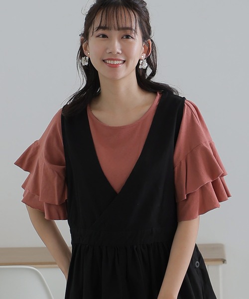 ElegChic(エレグシック)の「ダブルフリルスリーブプルオーバー(Tシャツ/カットソー・レディース・ブラウン系その他/ブラック/ピンク系その他/ベージュ/カーキ・M/XL/4L)」の18枚目の写真