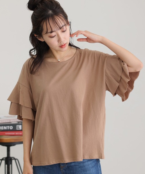 ElegChic(エレグシック)の「ダブルフリルスリーブプルオーバー(Tシャツ/カットソー・レディース・ブラウン系その他/ブラック/ピンク系その他/ベージュ/カーキ・M/XL/4L)」の22枚目の写真