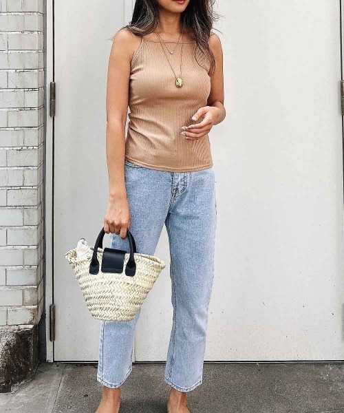 esutoreja（エストレジャ）の「ストリングキャミソール（キャミソール・レディース・アイボリー/ブラック/ブラウン/オートミール・FREE）」の3枚目の写真