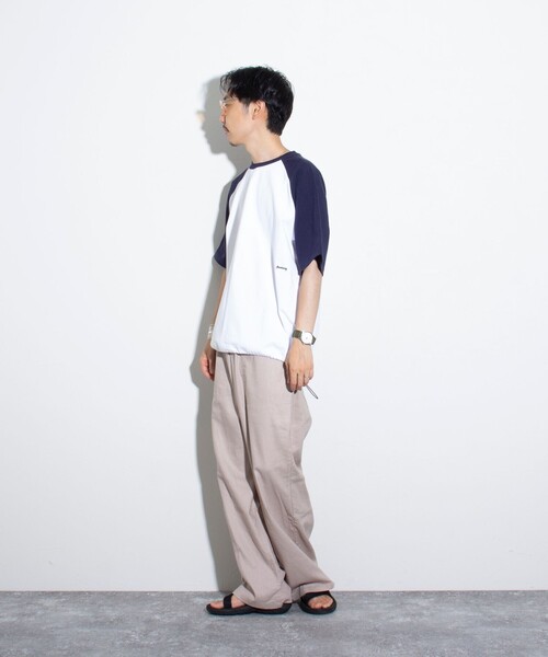 GLOSTER（グロスター）の「【GLOSTER/グロスター】ラグランTシャツ 裾ドローコード ドローストリング（Tシャツ/カットソー・メンズ・ホワイト/キナリ/杢グレー・S/M/L）」の5枚目の写真