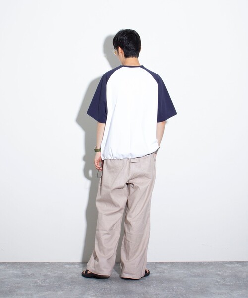 GLOSTER（グロスター）の「【GLOSTER/グロスター】ラグランTシャツ 裾ドローコード ドローストリング（Tシャツ/カットソー・メンズ・ホワイト/キナリ/杢グレー・S/M/L）」の6枚目の写真