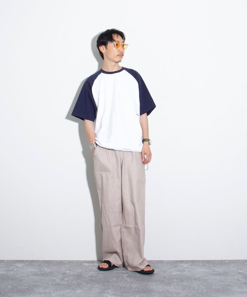 GLOSTER（グロスター）の「【GLOSTER/グロスター】ラグランTシャツ 裾ドローコード ドローストリング（Tシャツ/カットソー・メンズ・ホワイト/キナリ/杢グレー・S/M/L）」の7枚目の写真