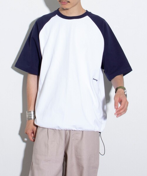 GLOSTER（グロスター）の「【GLOSTER/グロスター】ラグランTシャツ 裾ドローコード ドローストリング（Tシャツ/カットソー・メンズ・ホワイト/キナリ/杢グレー・S/M/L）」の8枚目の写真