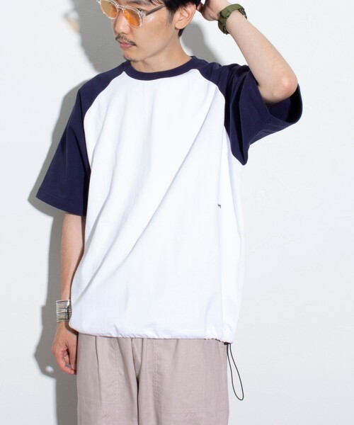 GLOSTER（グロスター）の「【GLOSTER/グロスター】ラグランTシャツ 裾ドローコード ドローストリング（Tシャツ/カットソー・メンズ・ホワイト/キナリ/杢グレー・S/M/L）」の9枚目の写真