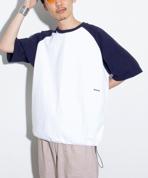 GLOSTER（グロスター）の「【GLOSTER/グロスター】ラグランTシャツ 裾ドローコード ドローストリング（Tシャツ/カットソー・メンズ・ホワイト/キナリ/杢グレー・S/M/L）」の13枚目の写真