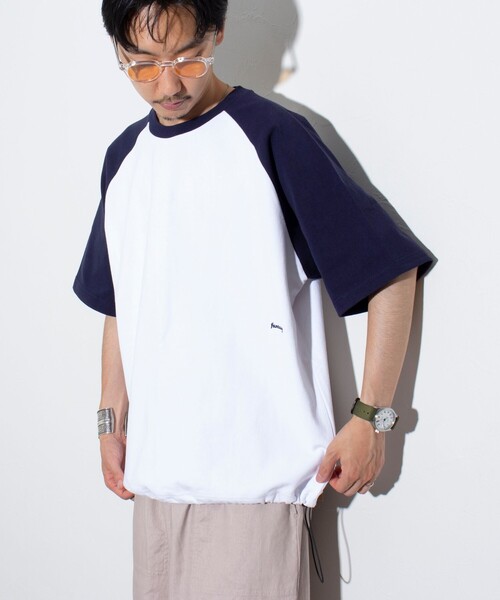 GLOSTER（グロスター）の「【GLOSTER/グロスター】ラグランTシャツ 裾ドローコード ドローストリング（Tシャツ/カットソー・メンズ・ホワイト/キナリ/杢グレー・S/M/L）」の19枚目の写真