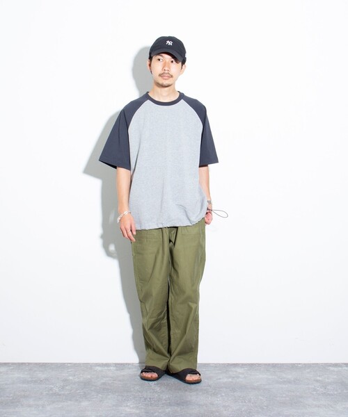 GLOSTER（グロスター）の「【GLOSTER/グロスター】ラグランTシャツ 裾ドローコード ドローストリング（Tシャツ/カットソー・メンズ・ホワイト/キナリ/杢グレー・S/M/L）」の21枚目の写真