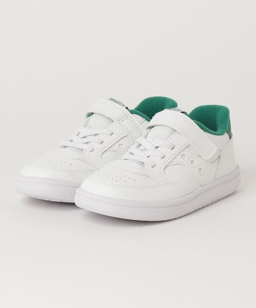 Saucony(サッカニー)の「SAUCONY サッカニー (17-22)JAZZ COURT A/C ジャズコート SK267418 WHITE/GREEN(スニーカー・キッズ・ホワイト・17/18/19/20/21/22.0cm)」の1枚目の写真