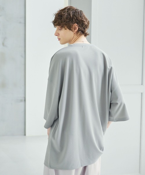 CTHY（シティ）の「梨地ロング丈ベーシックカットソー（Tシャツ/カットソー・メンズ・ホワイト/ブラック/ネイビー/グレー・S/M/L/XL）」の3枚目の写真